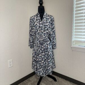 Rene Rofe Sleepwear Robe Women's 1X Plus Multicolor Floral Tie Waist 3/4 Sleeve